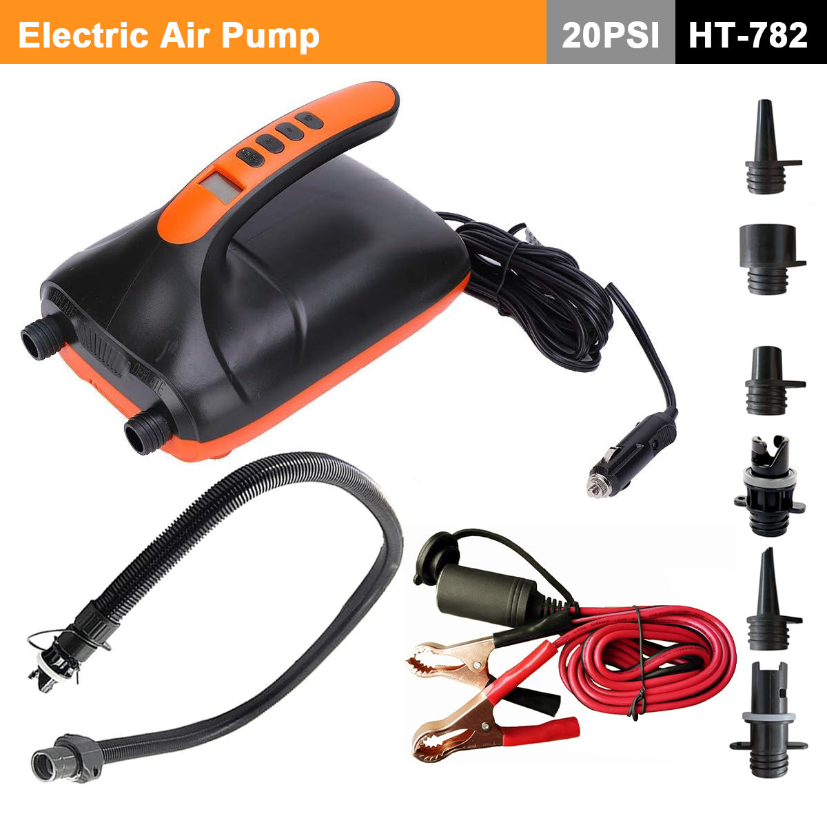 Electric 20PSI HT-782 High Pressure SUP Electric Air Pump 12V DC Paddle Board