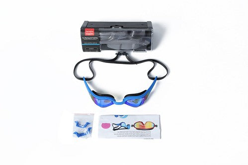 Adult blue mirrored lens swimming goggles