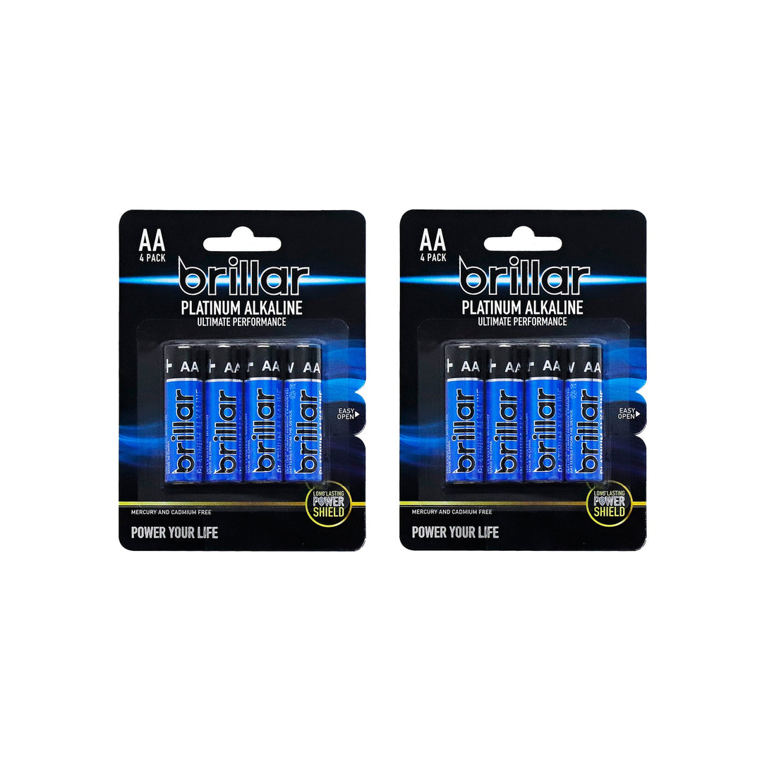 2x Brillar AA Platinum Alkaline Batteries 4pk