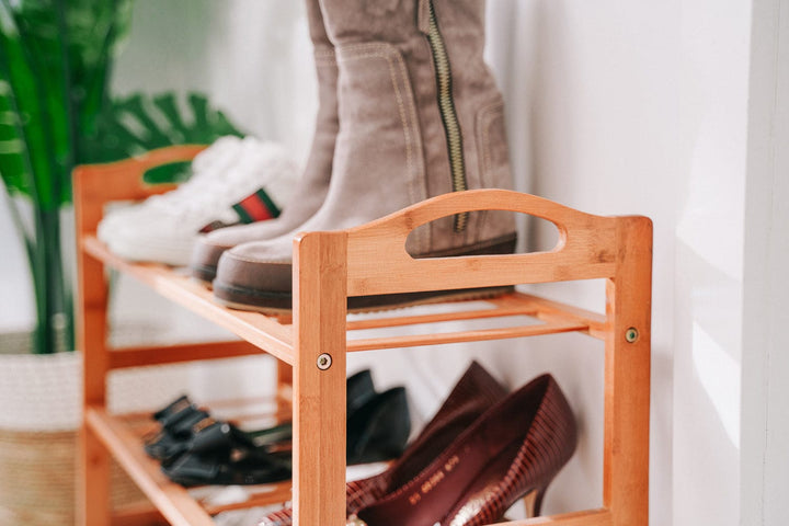 Bamboo 3 Tiers Layers  Storage Shoe Rack & Organiser