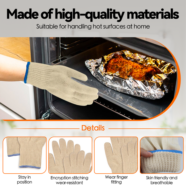 1 Pair 5 Finger Oven Mitt BBQ Grill Gloves