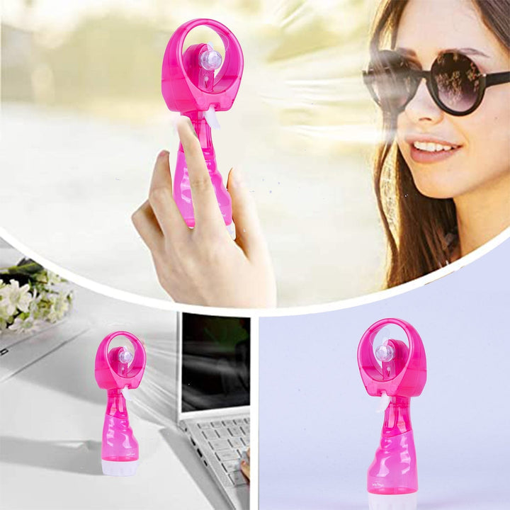 Handhold Battery Powered Personal Water Spray Fan-Blue/Pink - Pink