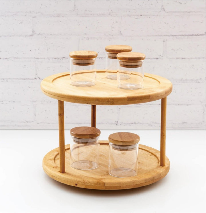 Bamboo Lazy Susan Turntable 2 Tiers