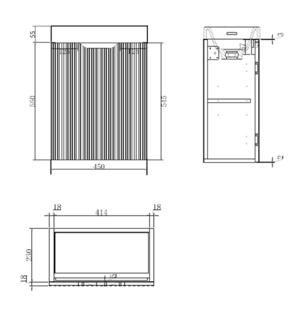 450*250*550mm Vienna American Oak Wall Hung Mini Vanity