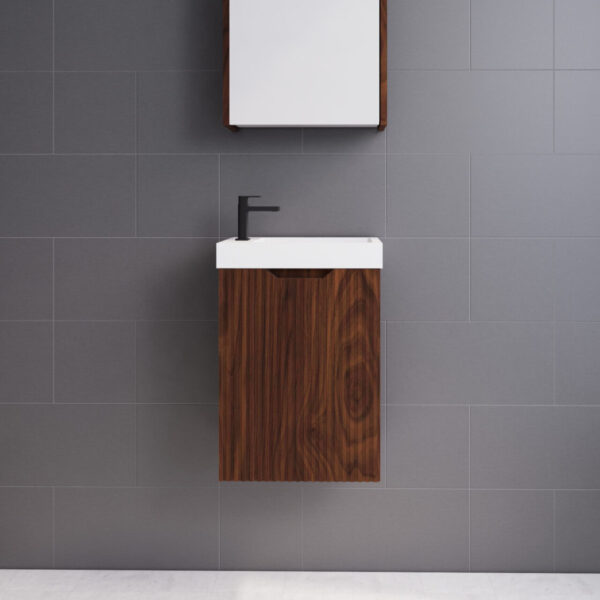 450*250*553mm Vienna Brown Oak Wall Hung Mini Vanity For Small Bathroom