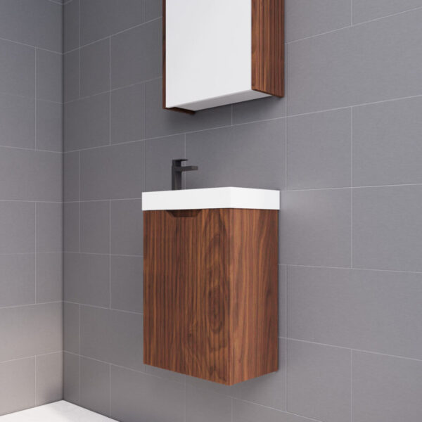 450*250*553mm Vienna Brown Oak Wall Hung Mini Vanity For Small Bathroom