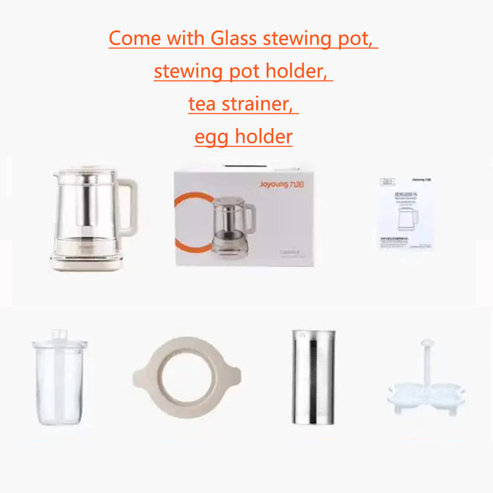 Joyoung Eletric Glass Kettle Set with stewing pot Tea Basket egg holder 1.5L