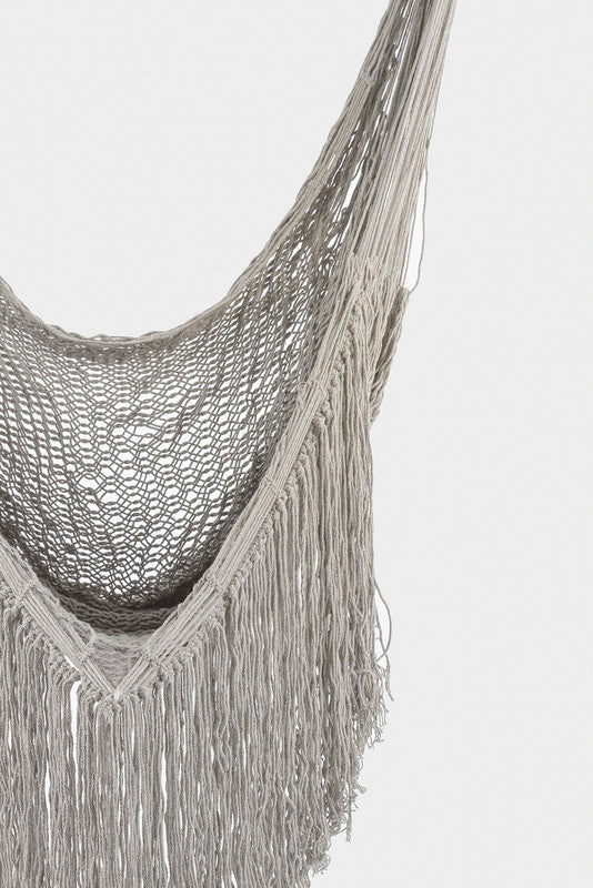 Fringed Cotton Rope Mexican Hammock Swing from Mexico in Dream Sands