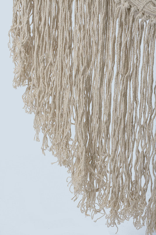 Fringed Cotton Rope Mexican Hammock Swing from Mexico in Ivory