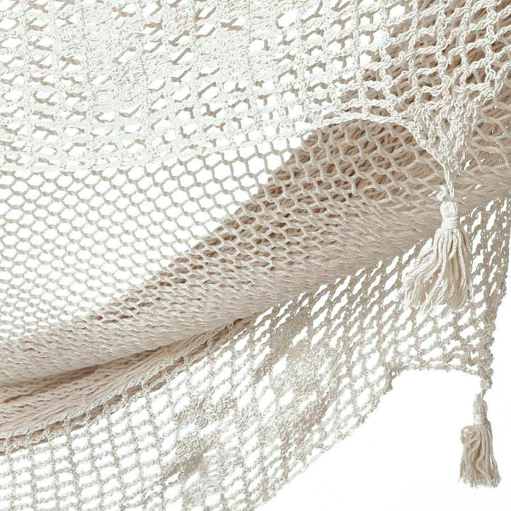 Outdoor undercover cotton Mayan Legacy hammock with hand crocheted tassels Queen Size Marble Colour