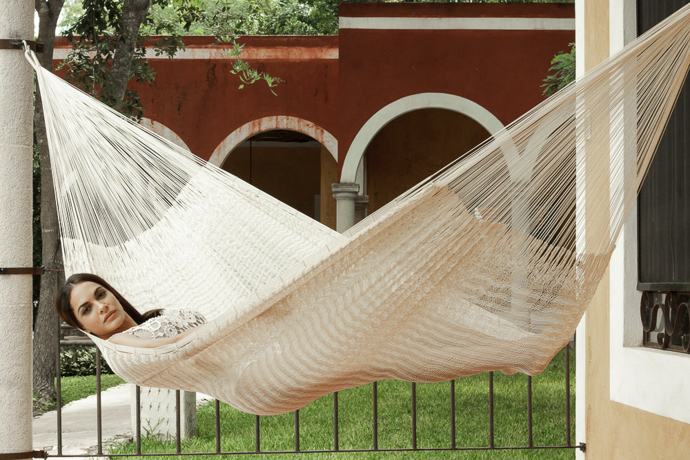 Outdoor undercover cotton Mayan Legacy hammock King size Marble