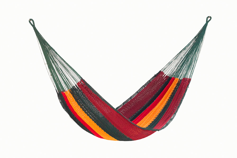 Mayan Legacy Queen Size Outdoor Cotton Mexican Hammock in Imperial Colour