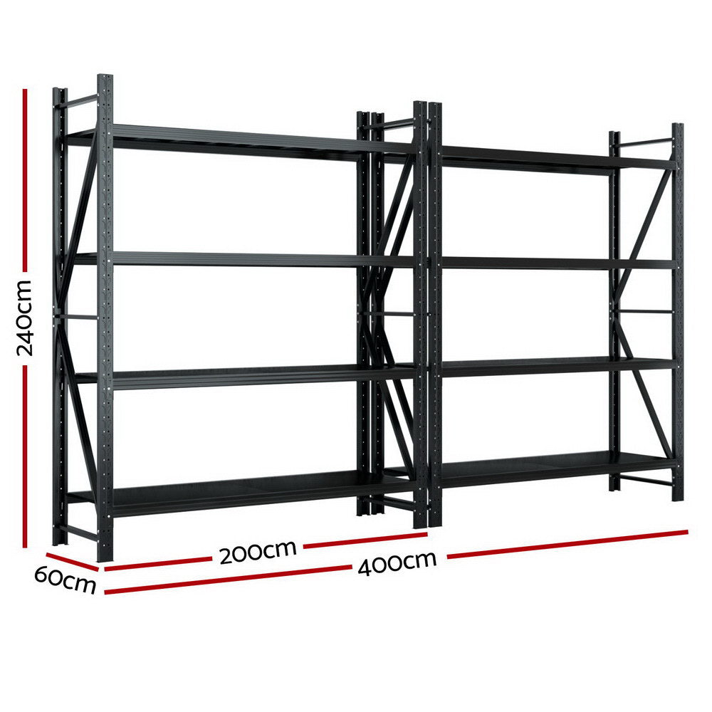 Giantz 4Mx2.4M Garage Shelving Warehouse Rack Black