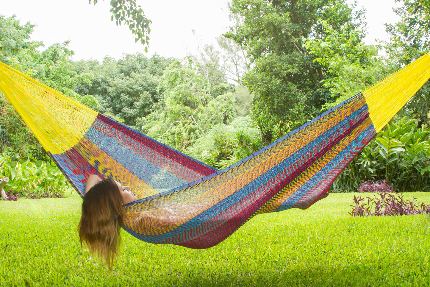 Mayan Legacy Single Size Cotton Mexican Hammock in Confeti Colour