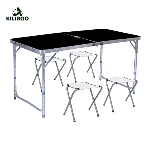 KILIROO Camping Table 120cm Black (With 4 Chair)