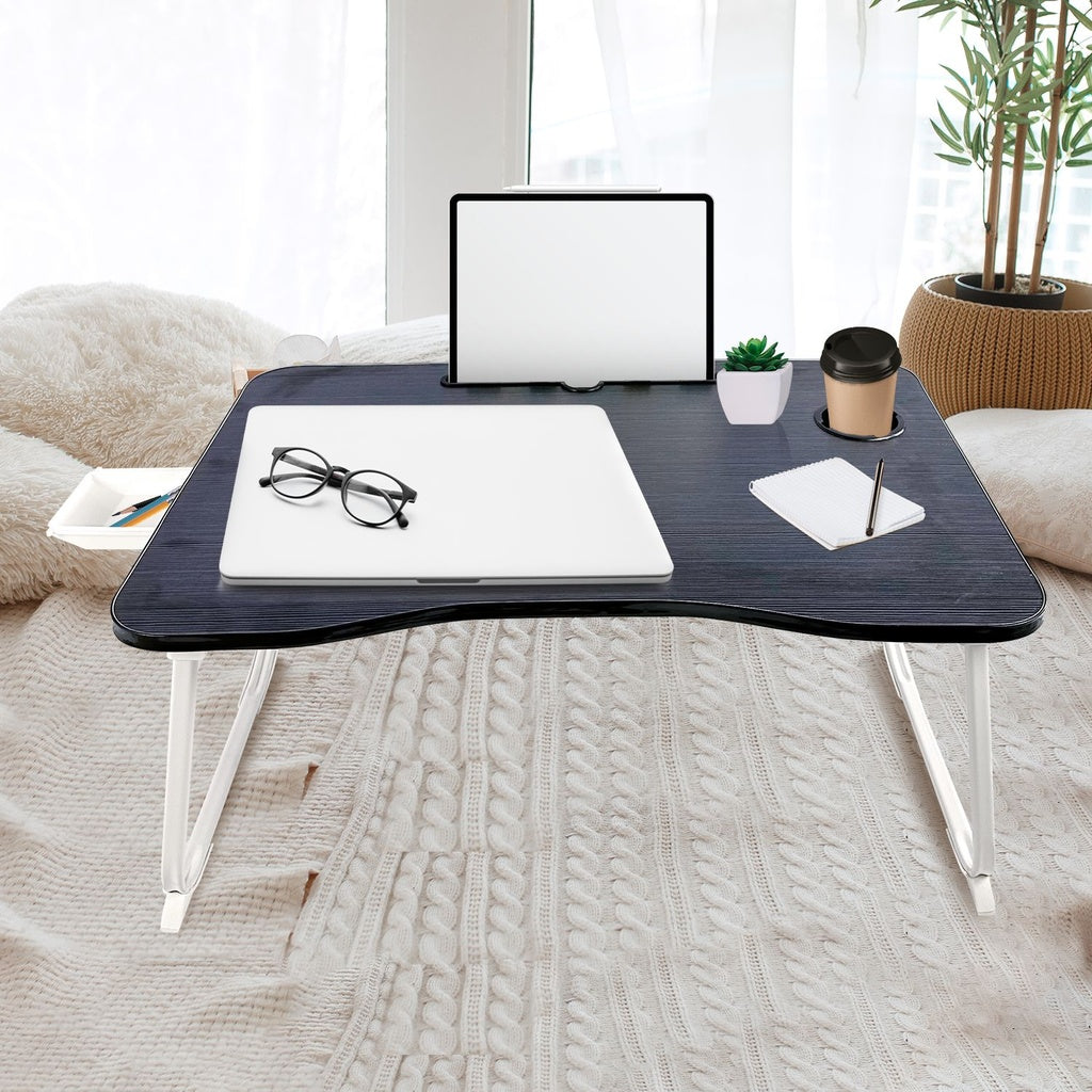 EKKIO Extra Large Multifunctional Portable Bed Tray Laptop Desk (Black)