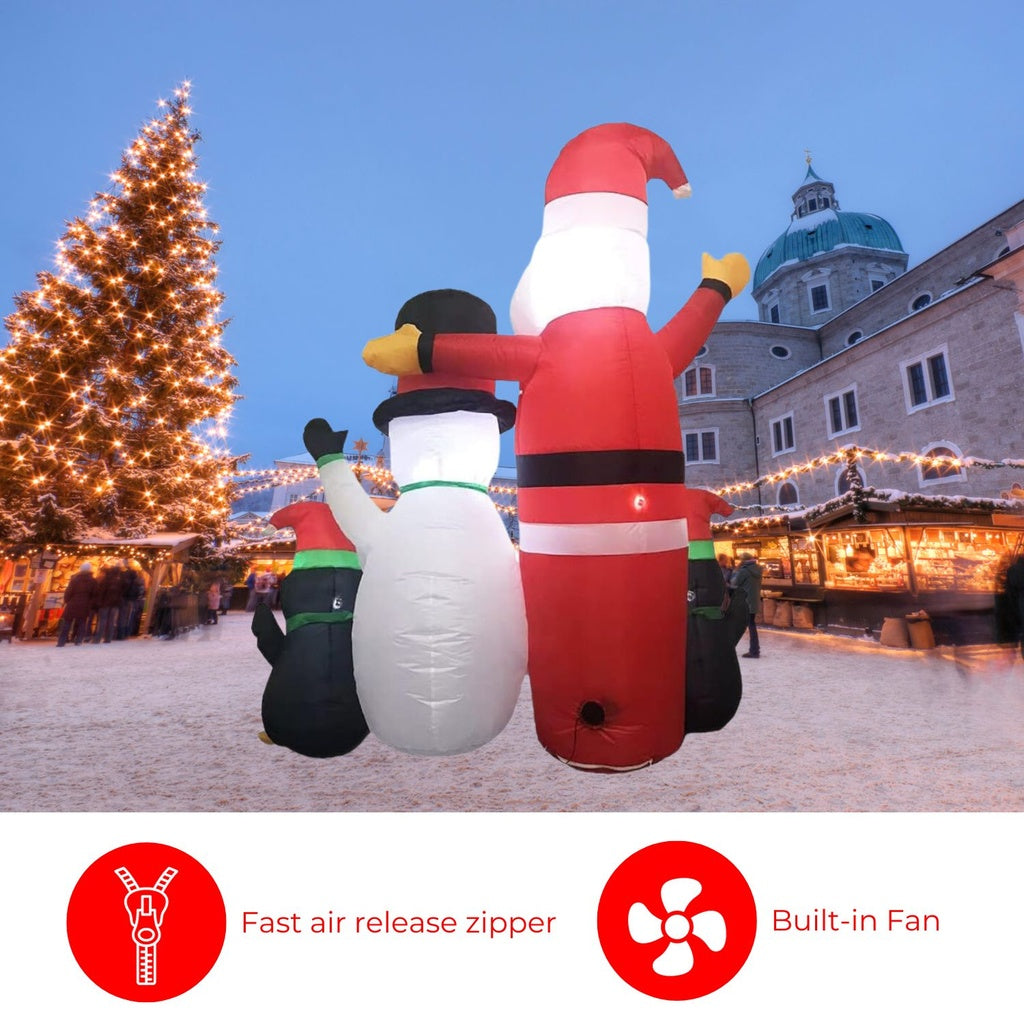 Festiss 1.8m Santa Snowman and Penguin Greeting Christmas Inflatable with LED