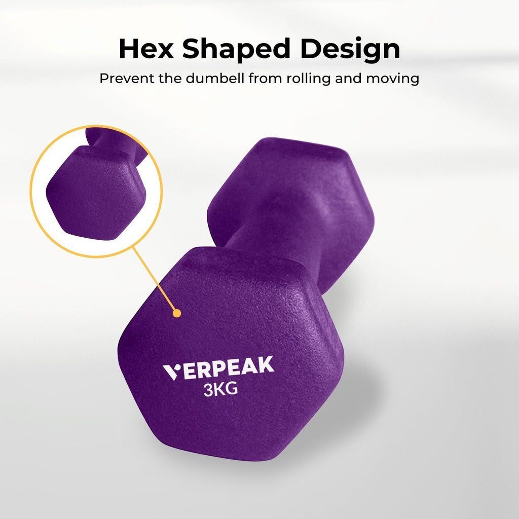 Verpeak Neoprene Dumbbell 3kg x 2 Purple