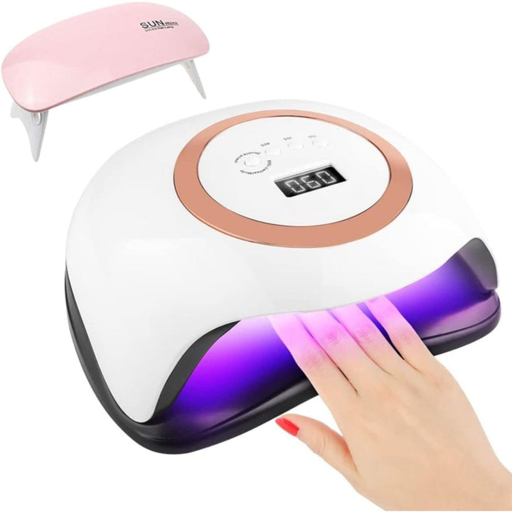 GOMINIMO UV LED Nail Lamp with 4 Timer Setting and 1 Mini Nail Lamp Included (White)