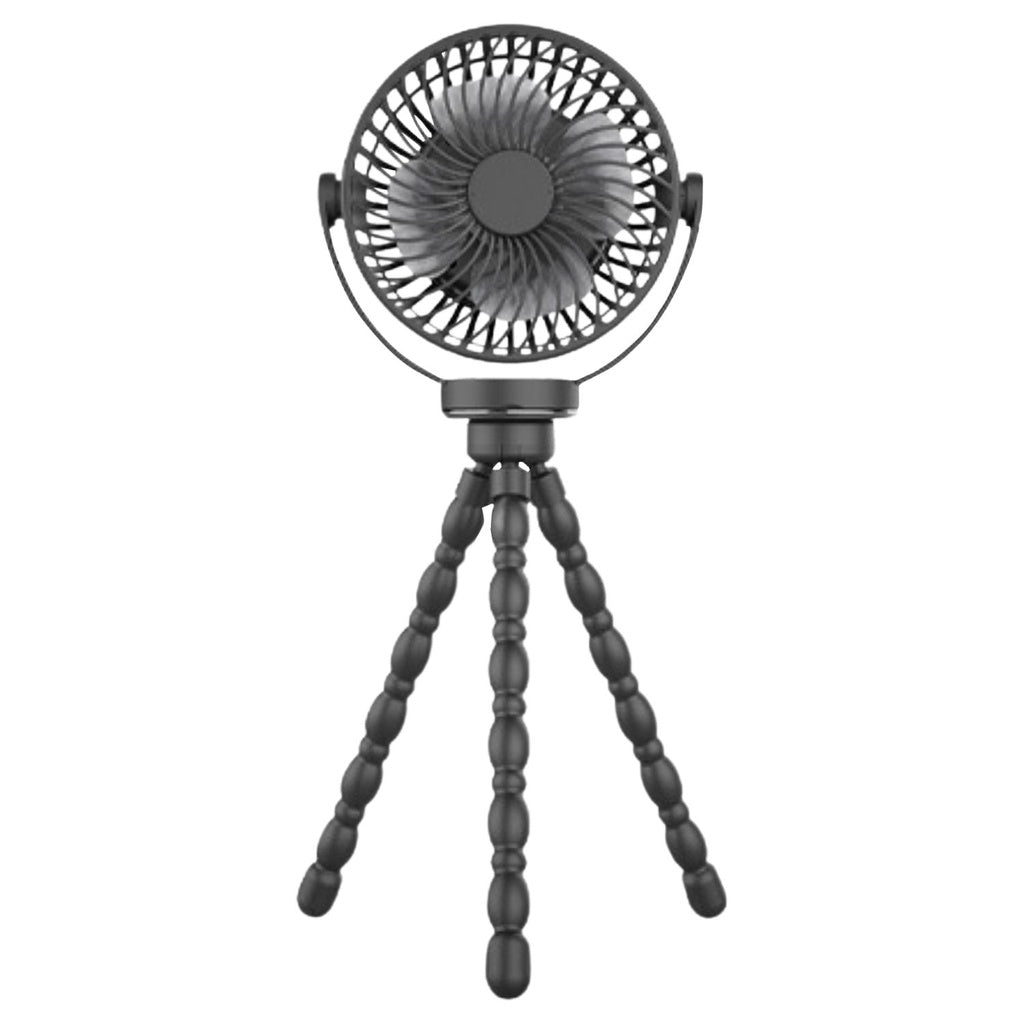 GOMINIMO 5000mAh Rechargeable Clip Fan with Flexible Tripod (Black)