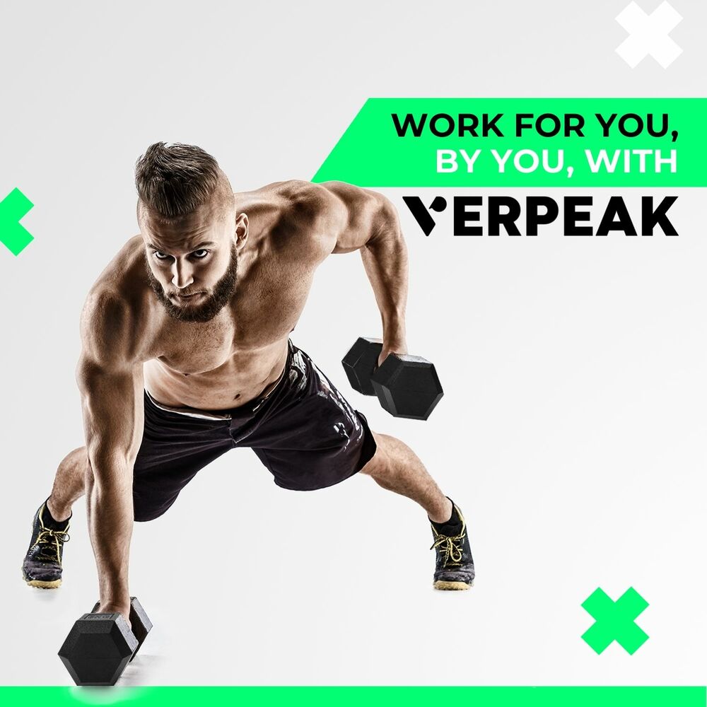 Verpeak Rubber Hex Dumbbells 17.5kg -