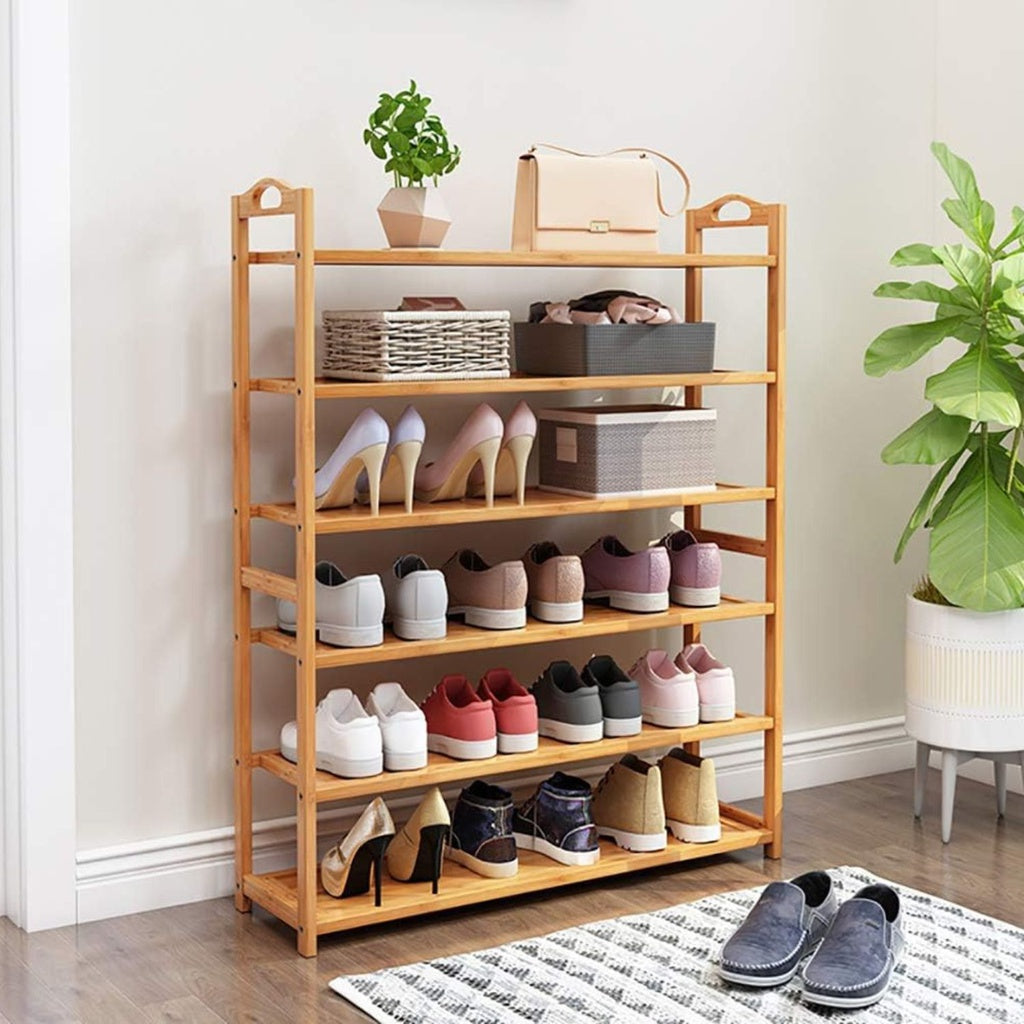 EKKIO 5 Tier Bamboo Shoe Rack Storage Organizer Stand Shelves