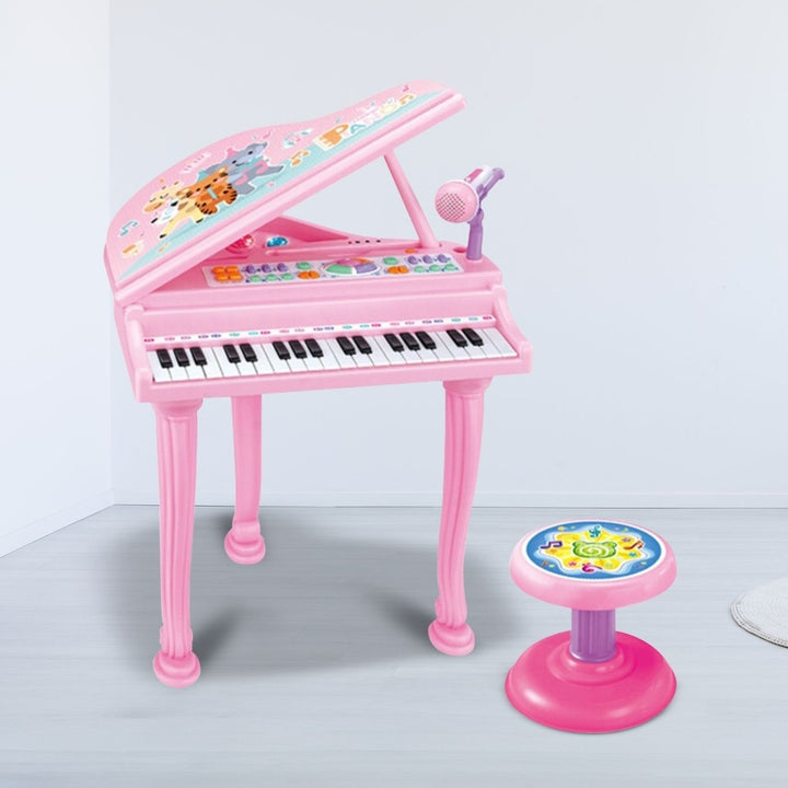 GOMINIMO Kids Electronic Piano Keyboard Toy with Microphone and Chair (Pink)