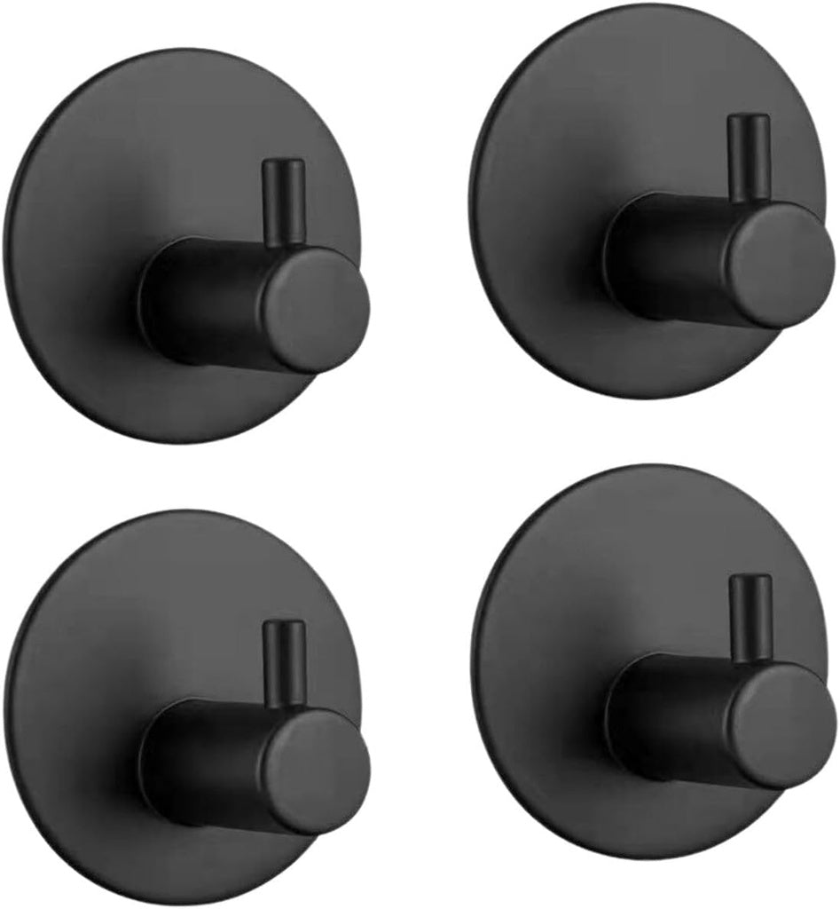 Gominimo Round Stainless Steel Wall Hook 4pcs (Black)