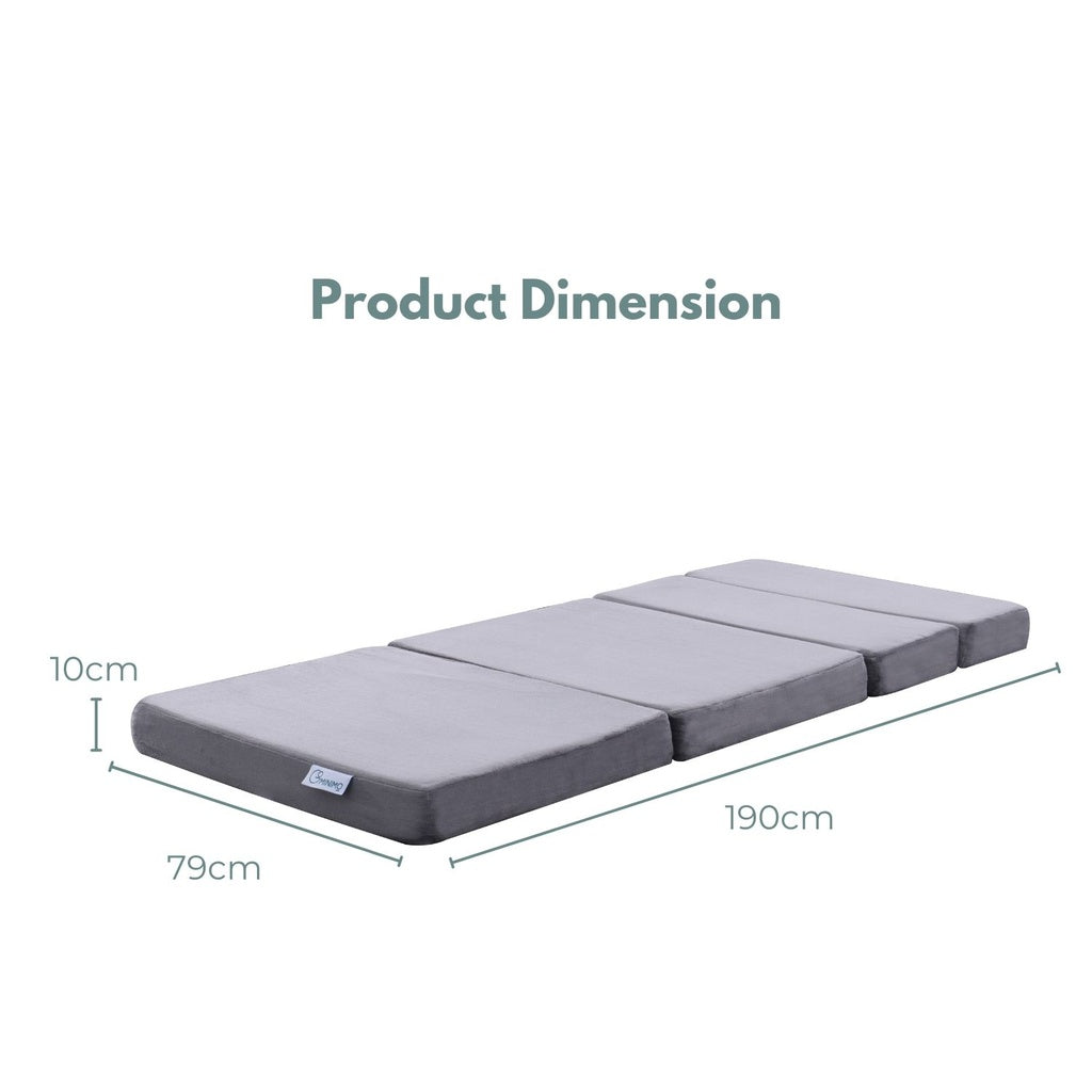 GOMINIMO 4 Fold Memory Foam Folding Mattress Dark Grey Velvet