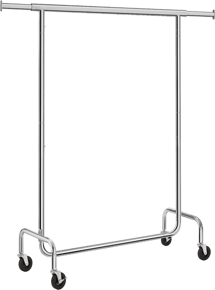 SONGMICS Heavy Duty Clothes Rack on Wheels Metal Chrome Extendable