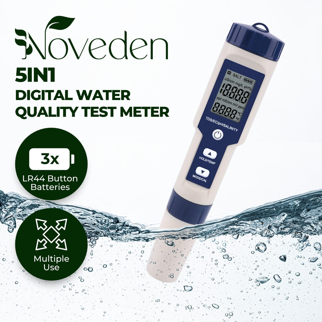 NOVEDEN 5 in 1 Digital Water Quality Test Meter(White+Blue)