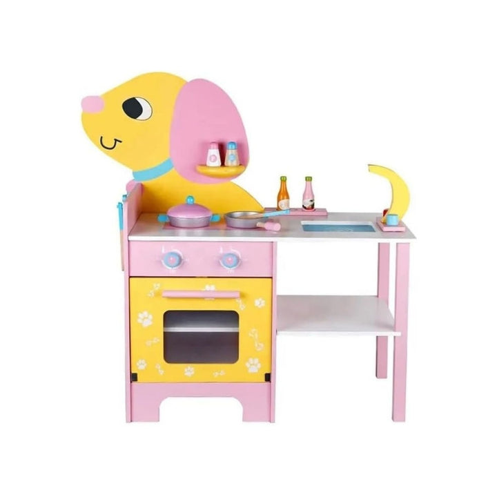 EKKIO Wooden Kitchen Playset for Kids (Puppy Shape Kitchen Set)