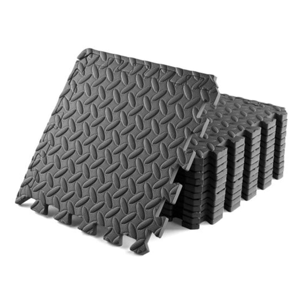 Verpeak Puzzle Gym Mat EVA Interlocking Foam Tiles with Border (Black)