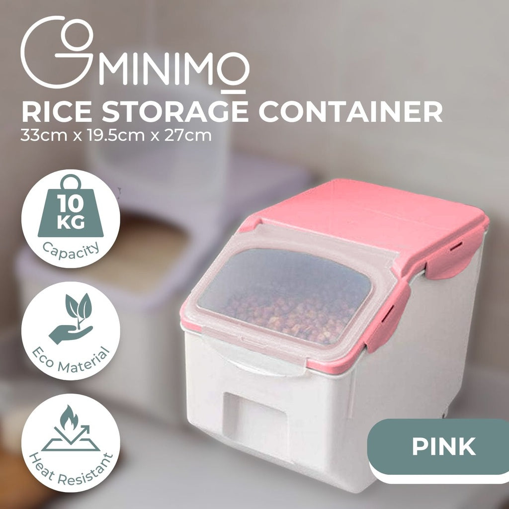 GOMINIMO Multipurpose Food Storage Container with Lids and Cup for Pet Food or Rice Grains (Pink)