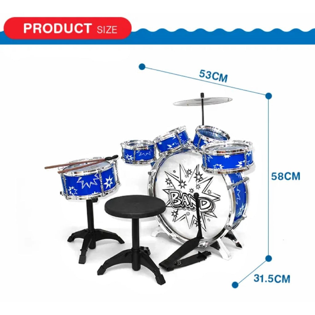 GOMINIMO Kids 6pcs Drum Set with Drummer Seat (Blue) GO-KDS-101-BHP