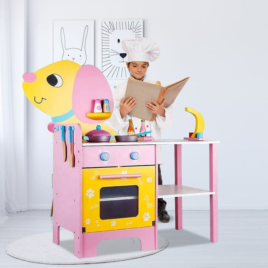 EKKIO Wooden Kitchen Playset for Kids (Puppy Shape Kitchen Set)