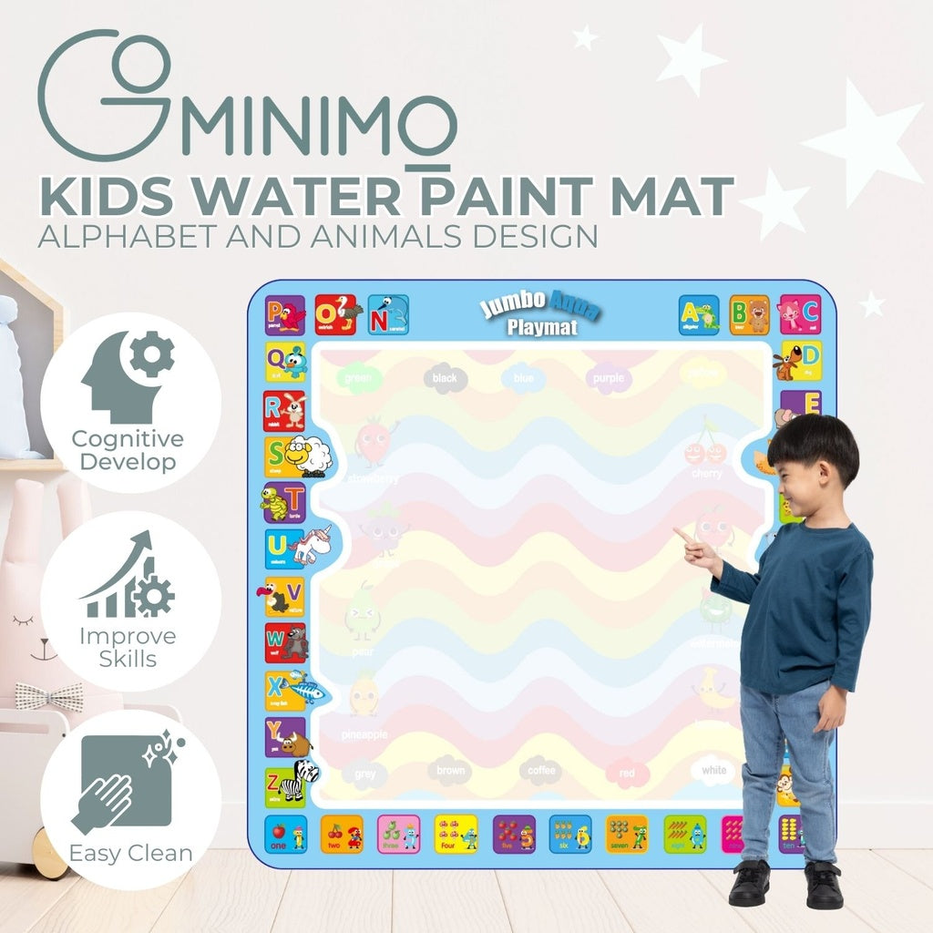 GOMINIMO Kids Water Paint Mat with Alphabet and Animals Design (1m x 1m)