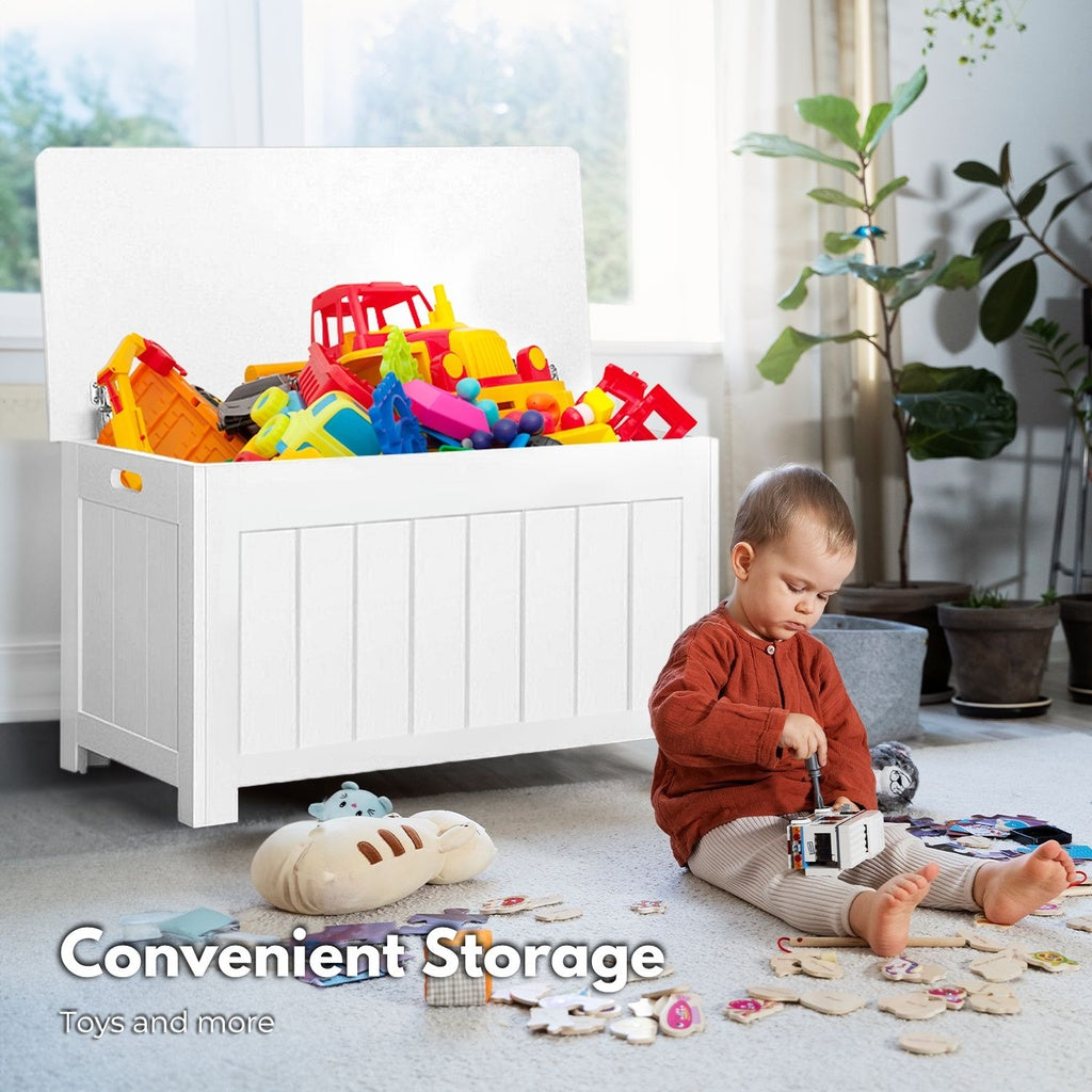 GOMINIMO Kids Toy Storage Box with Lid and Air Gap Handle (White)