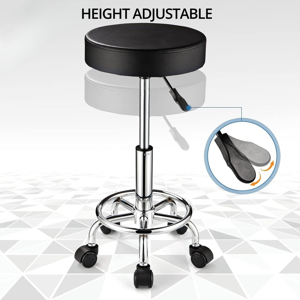 EKKIO Round Salon Stool with Adjustable Height (Black)