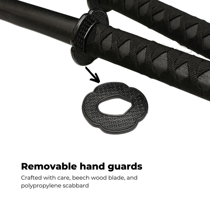 VERPEAK Polypropylene with Scabbard Training Katana Removable Hand Guards Black