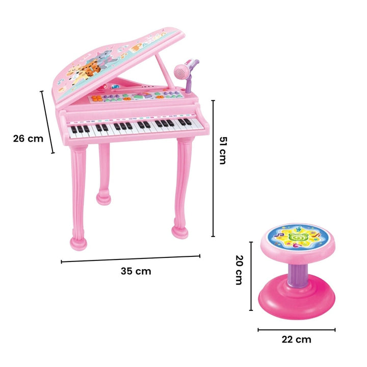 GOMINIMO Kids Electronic Piano Keyboard Toy with Microphone and Chair (Pink)