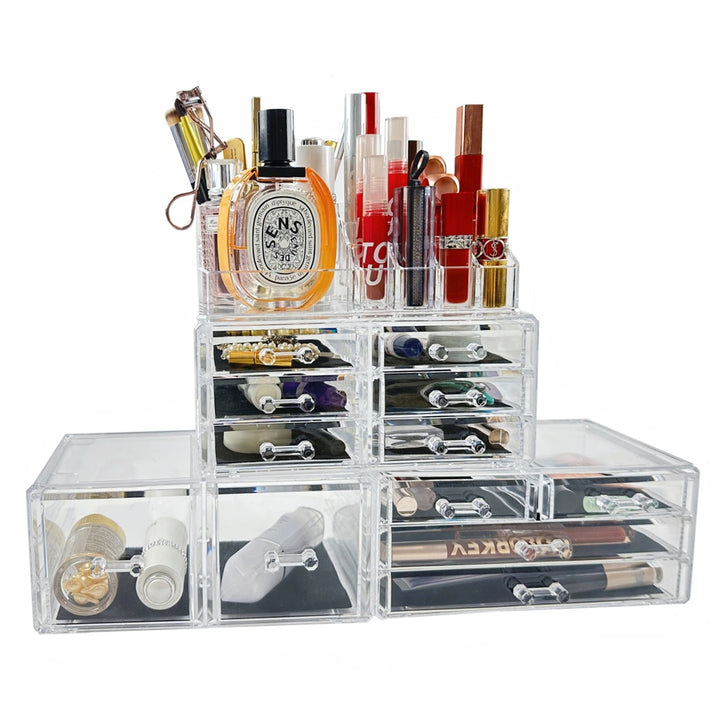 GOMINIMO Makeup Cosmetic Organizer With 12 Drawers (Clear)