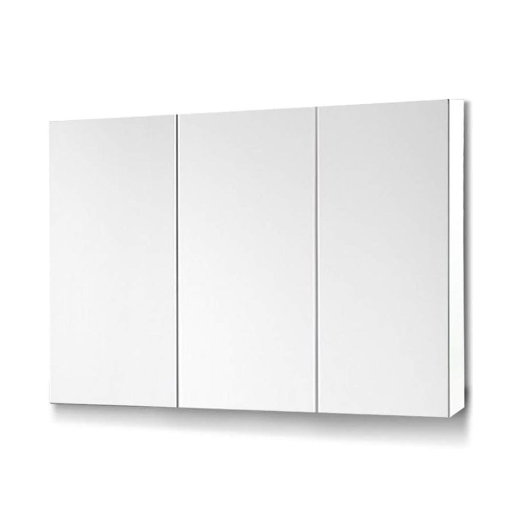 EKKIO Bathroom Vanity Mirror with Triple Door Storage Cabinet (White)