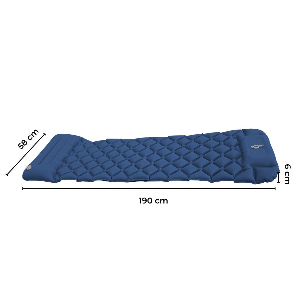 KILIROO Inflatable Camping Sleeping Pad with Pillow (Navy Blue)