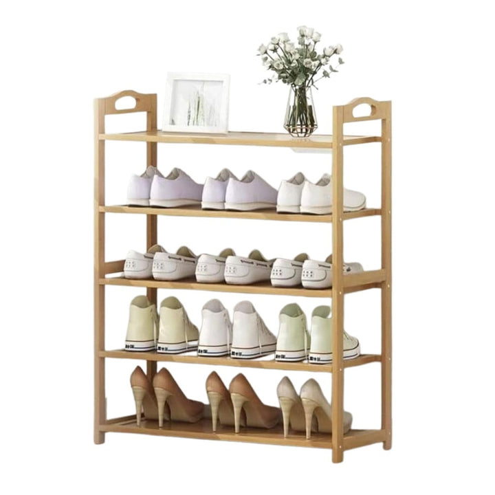 EKKIO 5 Tier Bamboo Shoe Rack Storage Organizer Stand Shelves