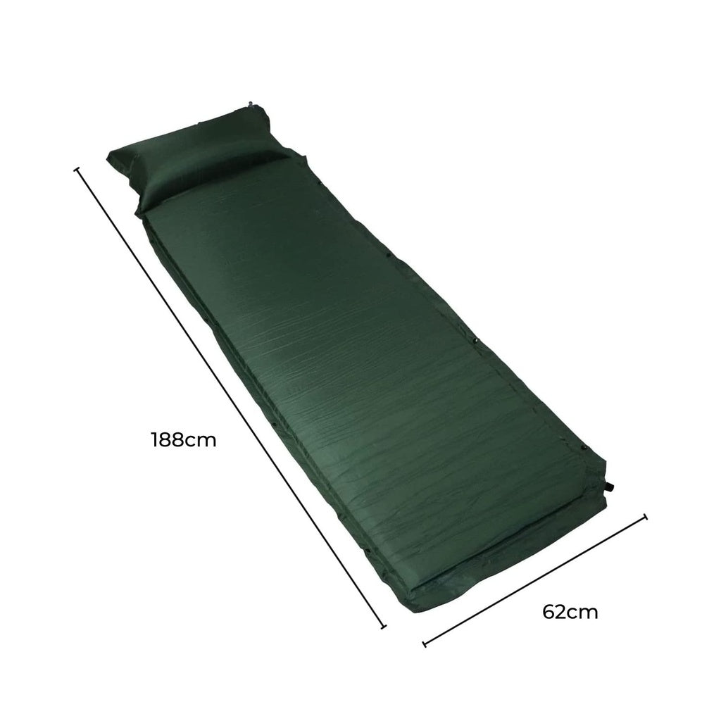 KILIROO Inflating Camping Mat with Pillow - Army Green