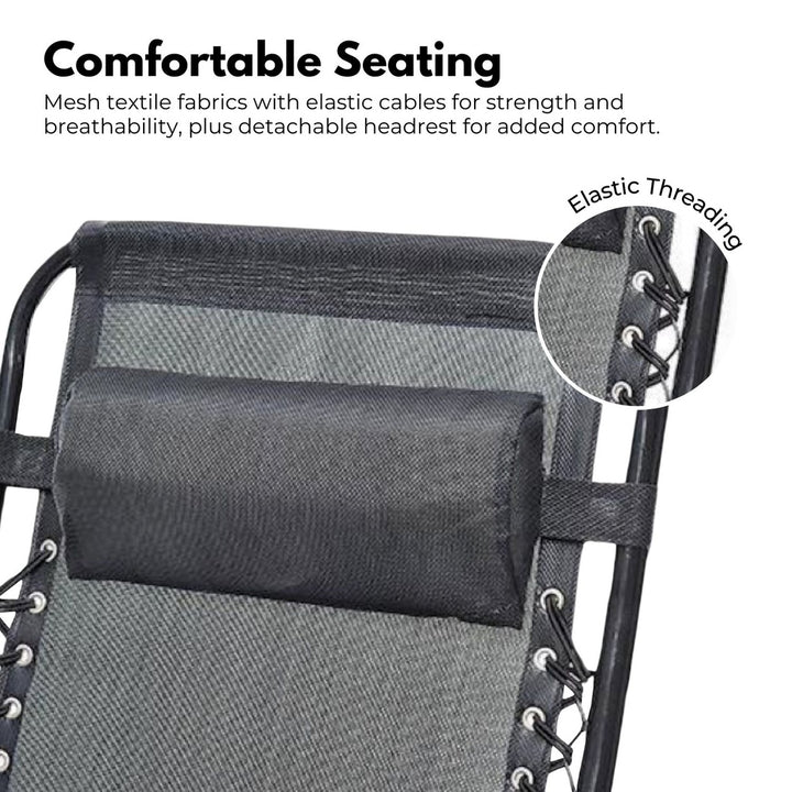 KILIROO Folding Reclining Camping Chair With Breathable Mesh (Black)