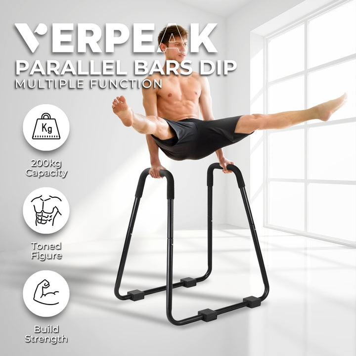 VERPEAK All-in-One Parallel Bars with Dip Station (Black)