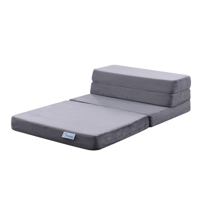 GOMINIMO 4 Fold Memory Foam Folding Mattress Dark Grey Velvet