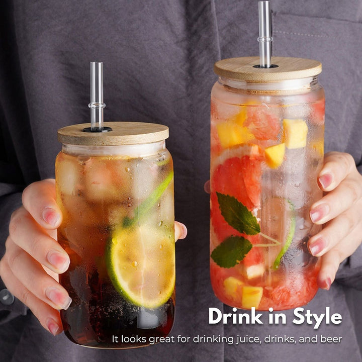 Gominimo 16Oz 12pcs Mason Jar Drinking Glass with Lid and Straw Tumbler Cup Can